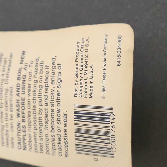 Vintage 1983 Gerber Cross Cut Baby Bottle Nipples - Picture 3 of 4